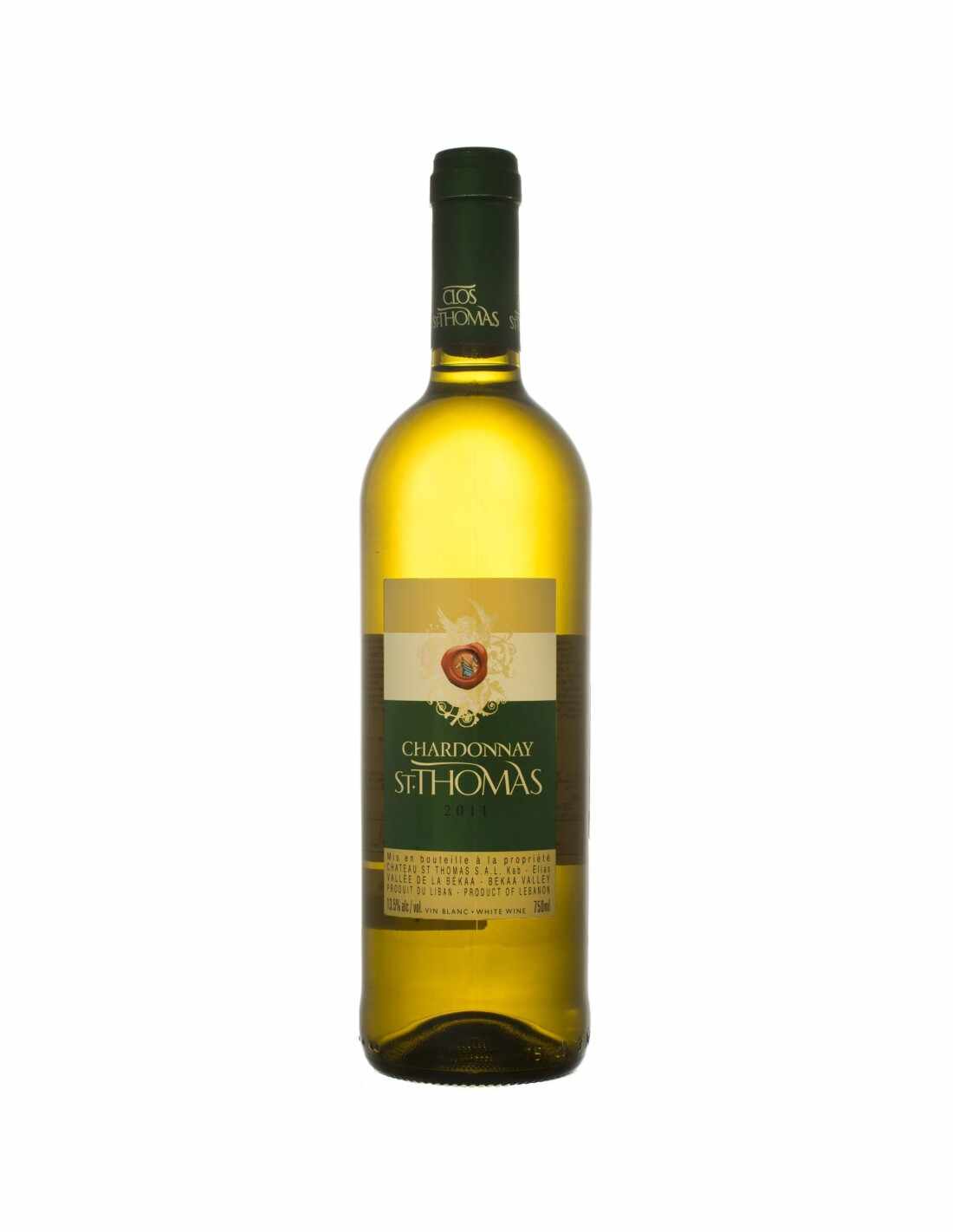 Vin alb sec, Chardonnay, St. Thomas, 0.75L, 14.5% alc., Liban